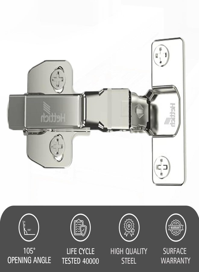 Hettich Onsys 4447i Door Hinge with Mounting Plates & Cover Caps | Quality Certified to European Standard | 105° Door Opening Angle | (Door Thickness 14-25 mm : 9.5 Crank) | Pack of 1 (2 Hinges) - Image 4